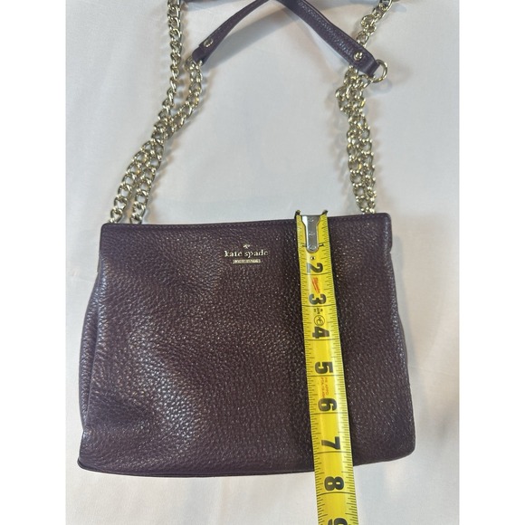 Kate Spade Purple Shimmer Pebbled Leather Chain/Leather Strap Shoulder Bag - Picture 8 of 9